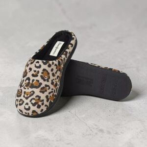 Dearfoams Quilted Velour Slippers in Leopard Print Brown Black Size XL 11-12 NWT